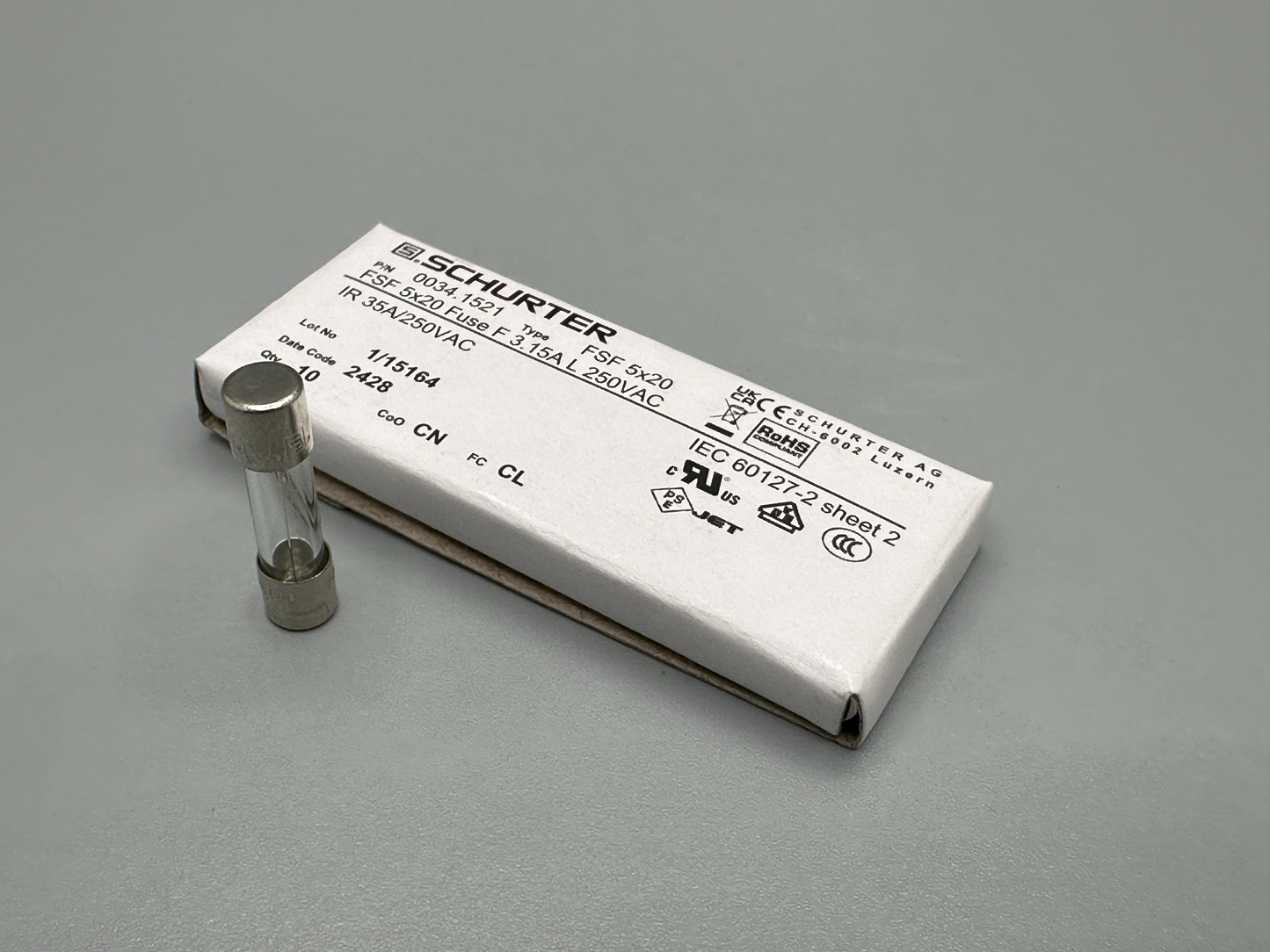 X018 3.15A 5x20 Quick Blow Fuse for 24V circuit