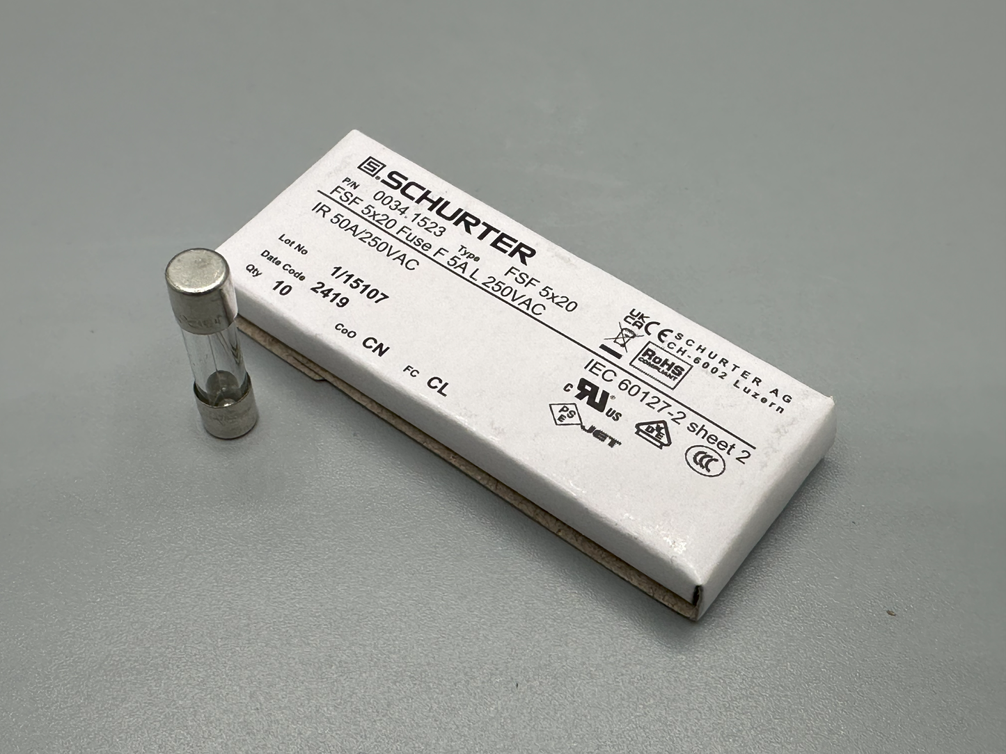 X019 5A 5x20 Quick Blow Fuse for the 24V circuit